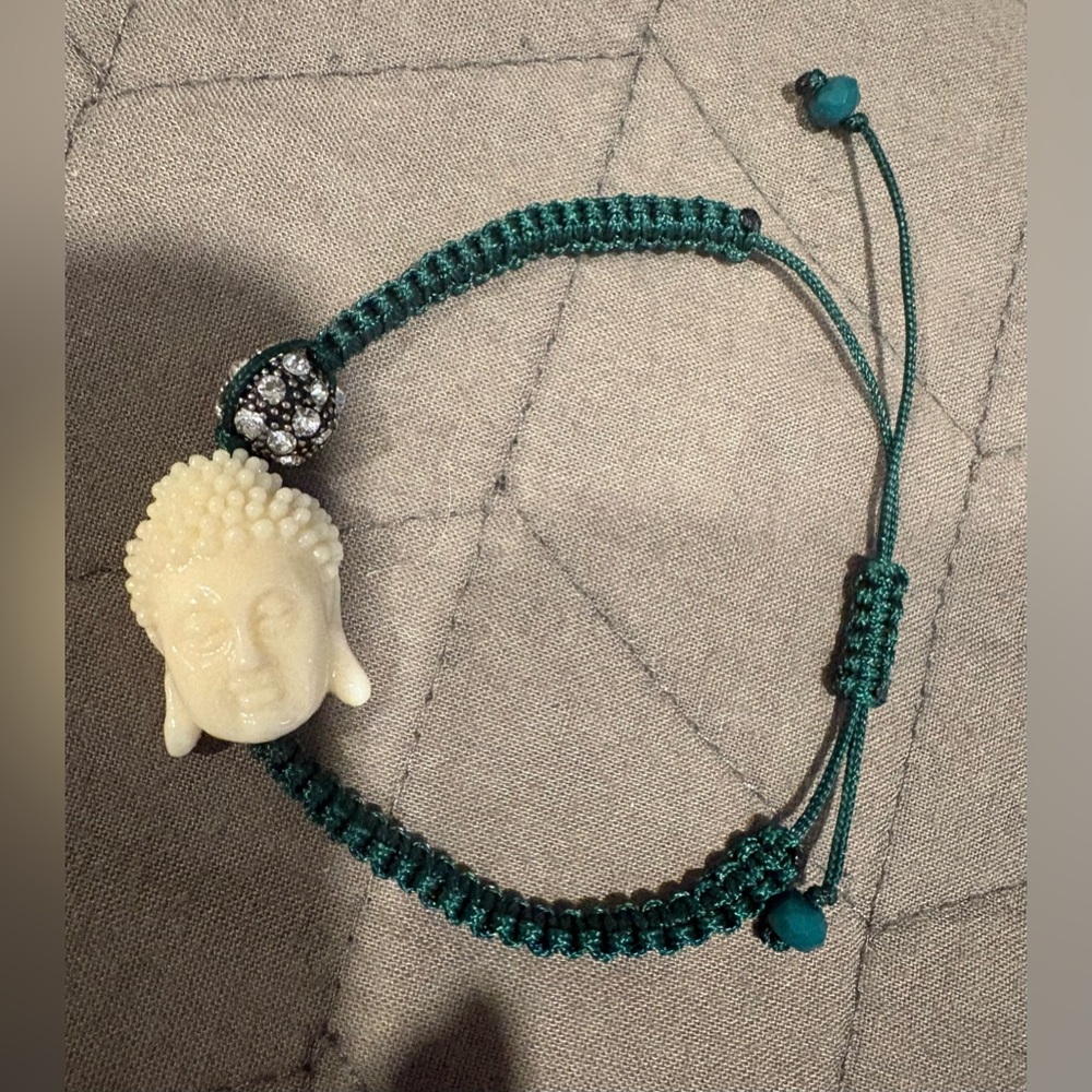 Green Braided Bracelet with Buddha Charm